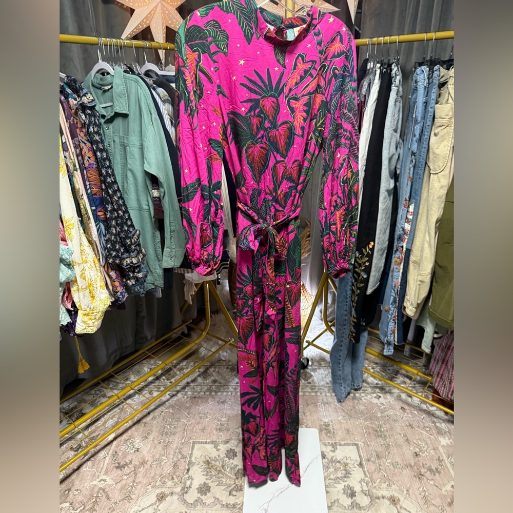 Farm Rio x Anthropologie Belted Wide Leg Jumpsuit NWOT - Picture 7 of 9
